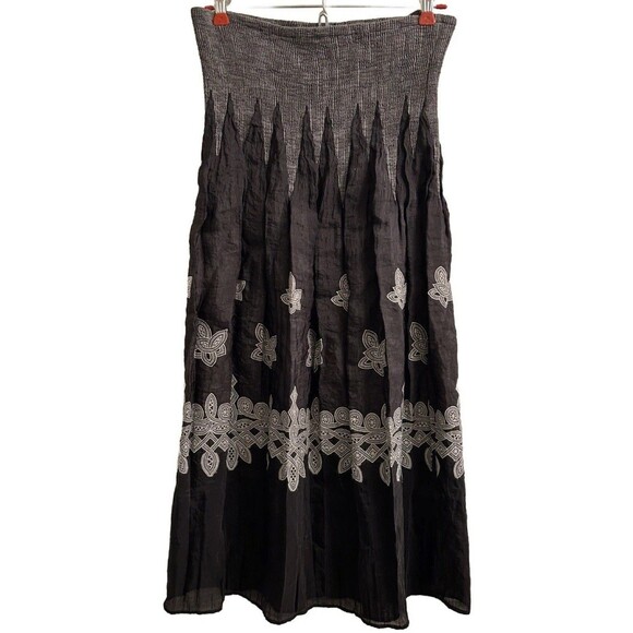 Lapis Anthropologie Women’s A Line Midi Skirt Dress Black Gray One Size Boho - Picture 1 of 6
